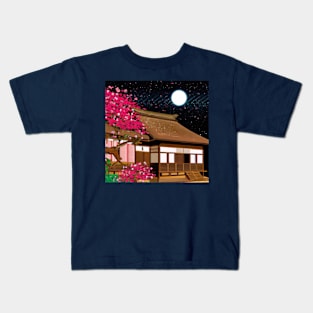 Traditional Japanese House Full Moon Kids T-Shirt